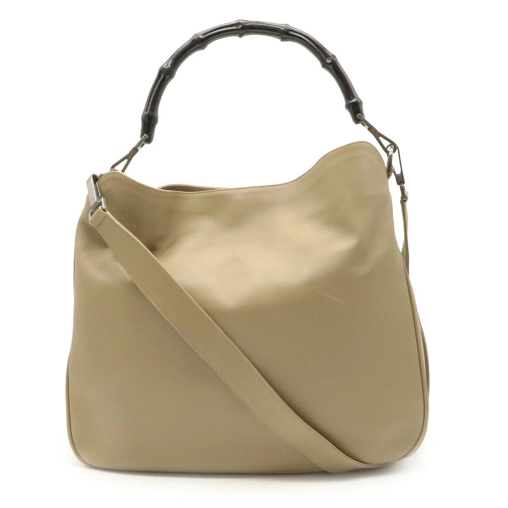 Gucci Bamboo 2way Shoulder Bag Leather Beige Cream